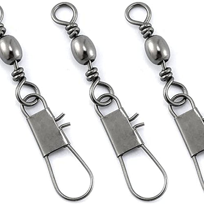 Dr.Fish 50 Pack Fishing Snap Swivels, Barrel Swivels Fishing Tackles, Stainless Steel Safty Interlock Snaps Leader Line Lure Connector Fresh&Saltwater 26-132Lb - size: #2, #6, #14, 150pcs