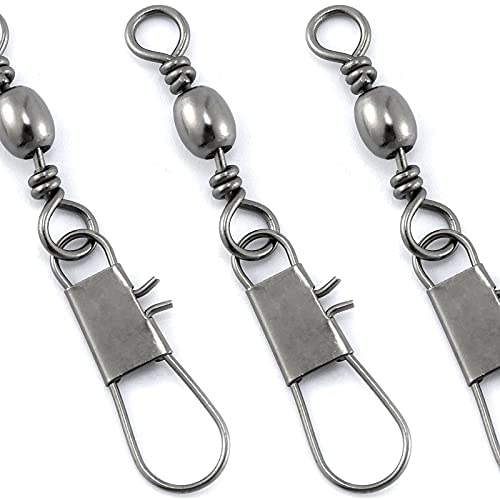 Dr.Fish 50 Pack Fishing Snap Swivels, Barrel Swivels Fishing Tackles, Stainless Steel Safty Interlock Snaps Leader Line Lure Connector Fresh&Saltwater 26-132Lb - size: #2, #6, #14, 150pcs