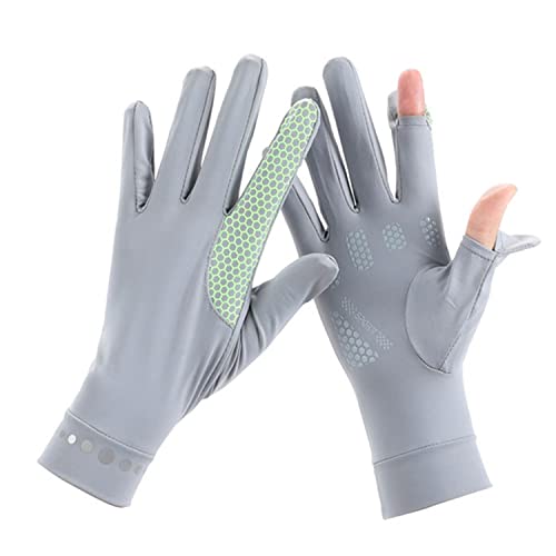 Mens Women Driving Gloves Summer UV Sun Protection Gloves Non-Slip Touchscreen Ice-Silk Sunblock Gloves for Cycling Riding - color: Standard Light Grey