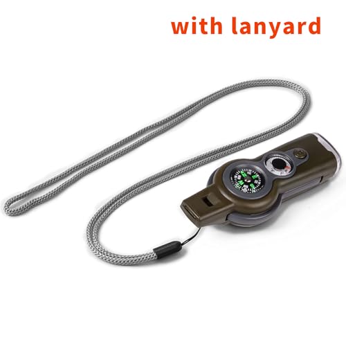 Emergency Survival Function Whistle, Outdoor Multifunctional Tool Safety Whistle with Lanyard, Ideal for Kayaking, Boating, Hiking, Camping, Climbing, Hunting,Rescue Signaling - color: Army Green1