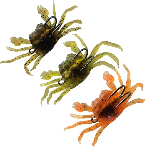 Saltwater Fishing Lures with Sharp Hooks, 3 Colors Crab Bait Soft Swimbait Stuff, Fish Bites Saltwater Bait