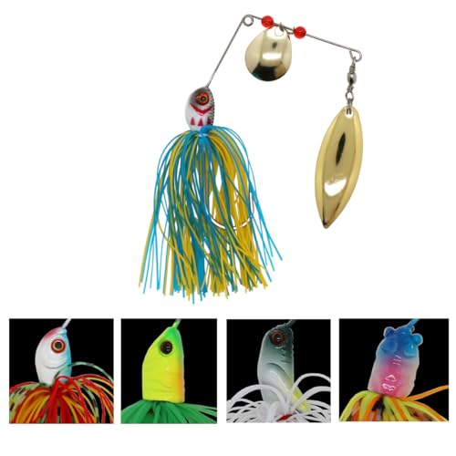 Fishing Lure Set Fishing Spoons Frog Lures Soft Hard Metal Lure Crank Popper Minnow Pencil Jig Hook for Trout Bass Salmon with Tackle Box - color: B-5pcs