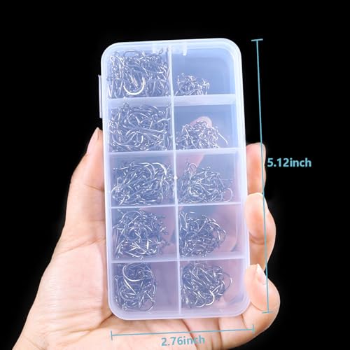 Dyxssm Small Fishing Hooks for Freshwater, 1000pcs 600pcs 400pcs Trout Fish Hook Set, 10 Sizes #2-#20 - color: Black, style: 400pcs (#2-#20)