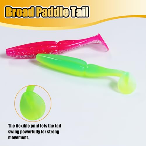 4.13'' Soft Fishing Lure, Flexible Paddle Tail Swim Baits for Bass Catfish Trout Walleye Crappie Lures Kit Fishing Baits - color: White