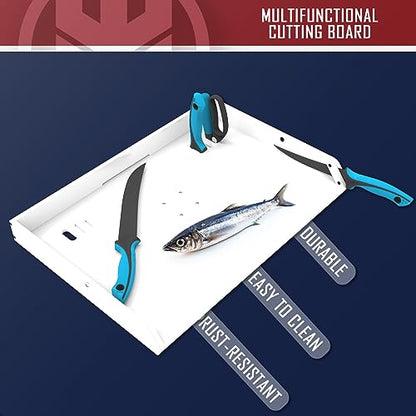 KNINE OUTDOORS Bait Cutting Board for Boat, Boat Cutting Board, with Rod Holder Mount Plier Storage and Knife Slot, for Fish Cleaning Station Fishing Fillet Table, Boat Accessories Marine