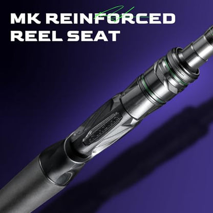 HANDING M1 Pike Heavy Fishing Rod Musky Rod 2-Piece Casting Rod with 30+24T Carbon Seaguide RA Guides Extended EVA Handle and Cork Base for Northern Pike Muskie Catfish Striped Bass Snook Skipjack - size: Cast 8' - Extra Heavy - Fast