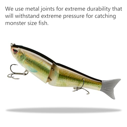 Bassdash SwimShad Glide Baits Jointed Swimbait Bass Pike Salmon Trout Muskie Fishing Lure - color: Emerald Shiner, size: 4.5in/0.65oz