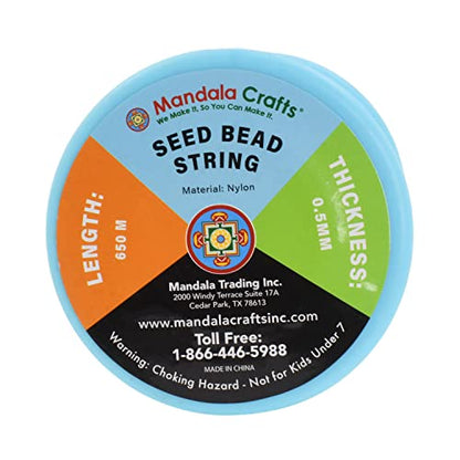 Mandala Crafts 0.5mm Clear String Seed Beads Monofilament Beading Thread | 711 Yds, Durable Invisible Wire, Strong Fishing Line, for Glass Beads, Hanging, Heavy Ornaments, Bracelets, Jewelry Making - size: 0.5mm 711 Yards