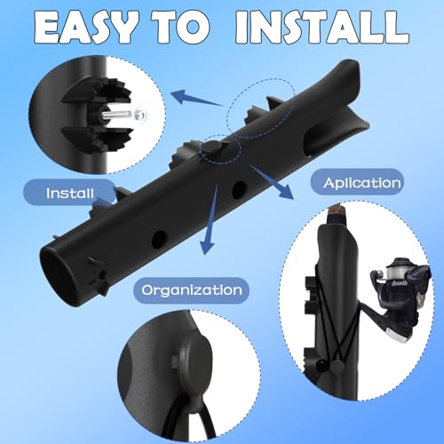 Aventik Tube Fishing Rod Holder Bracket Wall Mounted Boat Side Mount Tool Holder Tube Links with Screws 1/2/3/4/6 Pole Tube Fishing Rod Holders - color: 4-Pole Black