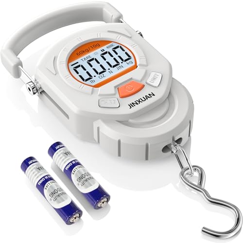 Fishing Scale Luggage Scale 132lb/60kg Digital Fish Scale, Fish Weight Scale with Backlit LCD Display, Luggage Weight Scale with 4 Units, 2 AAA Batteries, Hanging Scale for Fishermen Travelers - style: Battery Powered