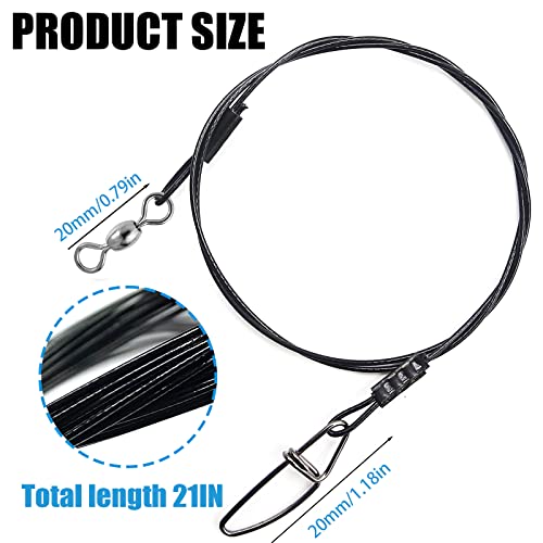 YOTO Steel Fishing Leaders Wire丨125LB Heavy Duty Saltwater Fish Leader丨High Strength Leader with Swivel and Snap - color: black green blue-30pcs