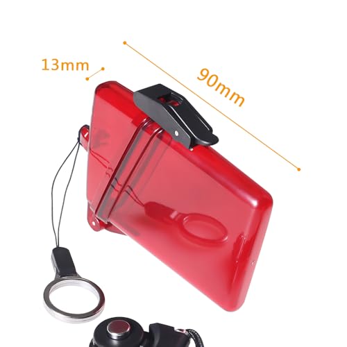 2pcs Sport Waterproof ID Card Badge Holder Case with Lanyard Cover Multiple Credit Cards, Registration, ins Card Heavy Duty Durable Locker Dry Box (Red) - color: Red