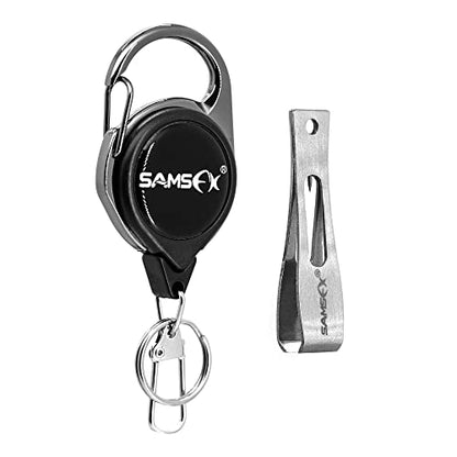 SAMSFX Fishing Nipper & Retractor Combo with Stainless Steel Blades and 24" Line Attachment for Any Angler