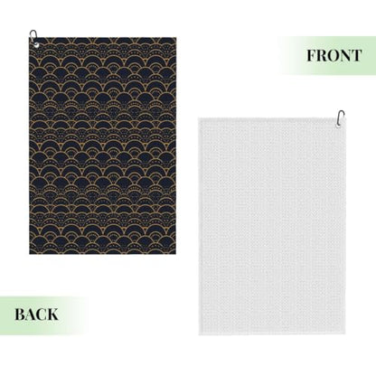 Black Fish Scales 1 Print Golf Towel (24" X 16") with Carabiner Clip Microfiber Cleaning Cloth Waffle Golf Bags Accessories for Lover Retirement Birthday Gifts