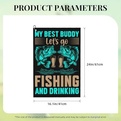 My Best Buddy Let s Go Fishing and Drinking Golf Towel 16 x 24 Inch Golf Towels for Golf Bags with Carabiner Clip Microfiber Sports Golf Towel Men Women Golf Accessories