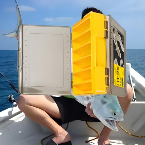 Waterproof Fishing Tackle Box with Dividers & Tray | Organized Tackle Storage for Fishing Gear-Yellow - color: Yellow, size: Small