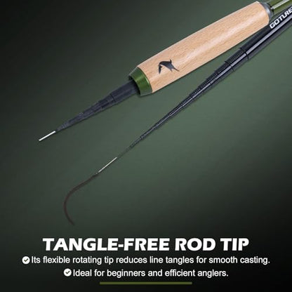 Goture 2pcs Tenkara Fishing Pole for Streams, Rivers, Ultralight 24T Carbon Fiber Fishing Rods, 360° Rotating Tip for Smooth, Inshore Trout Pole for Micro Fishing - size: 4.9ft / 1.5m