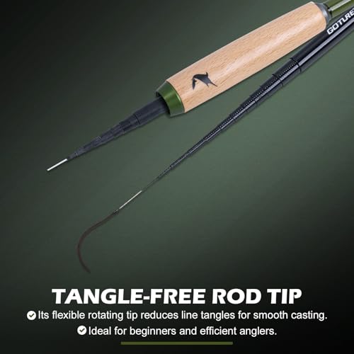 Goture 2pcs Tenkara Fishing Pole for Streams, Rivers, Ultralight 24T Carbon Fiber Fishing Rods, 360° Rotating Tip for Smooth, Inshore Trout Pole for Micro Fishing - size: 6.9ft / 2.1m