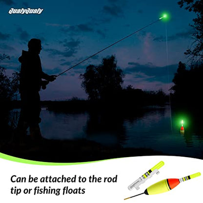 QualyQualy Fishing Glow Sticks, 6 Pcs LED Glow Sticks for Fishing with Batteries, Night Fishing Light Up Fishing Bobbers Floats and Rod Tips - color: Red-6pcs