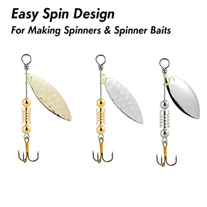 Dr.Fish 100 Pack Folded Spinner Clevises for Fishing Inline Spinner Lure Making Accessories Freshwater Spinnerbait Blade Alabama Walleye Rig - color: Brass