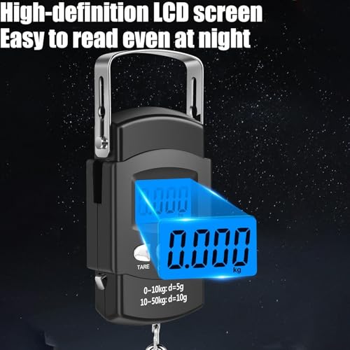 Digital Fish Scale - Electronic Fishing Weight Scale, 50kg 110lb Angling Ścale, Portable Luggage Fish Šcale, Bass Catfish Trout Fishing Tool for Bass Catfish Trout Crappie Boat Kayaking Saltwater
