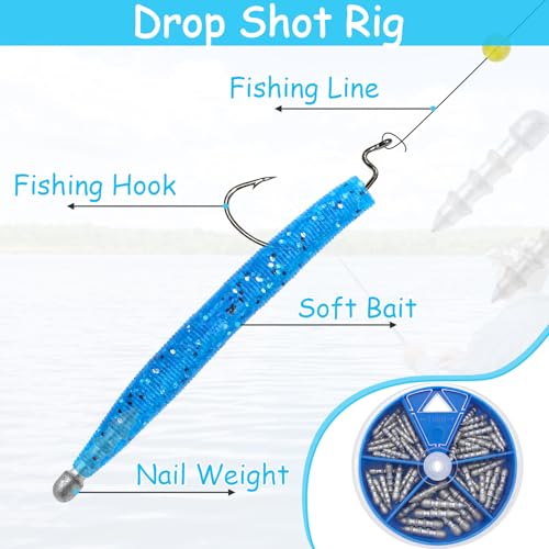 Fishing Nail Weights 70/50pcs Neko Rig Weights Insert Sinkers for Bass Fishing Soft Plastic Lures Wacky Worm Weights Kit Assorted Sizes - size: 5sizes-70pcs