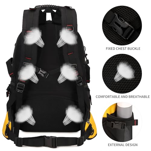 Nerlion 40L Hiking Backpack Travel Backpack for Men Women Camping Waterproof Outdoor Hiking Daypack Lightweight Backpack (Yellow) - color: A5- Yellow