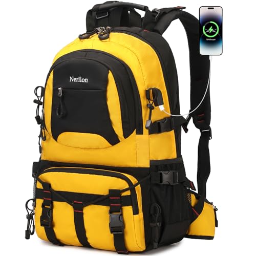 Nerlion 40L Hiking Backpack Travel Backpack for Men Women Camping Waterproof Outdoor Hiking Daypack Lightweight Backpack (Yellow) - color: A5- Yellow