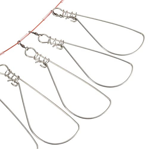 VBESTLIFE Fish Stringer Kit,Live Fish Lock with Foam Stick Steel Wire Fishing Lock Buckle Fish Stringer Kit for Outdoor Fishing(10 Buckles)