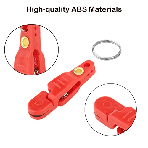 4Pcs Heavy Tension Snap Release Clips Lead Line Clip with Key Ring for Weight Planer Board Kites Downrigger Trolling Fishing - color: Red