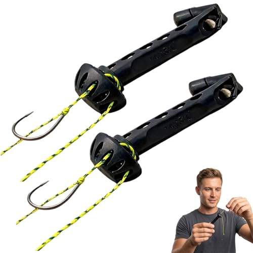 Magnetic Fly Threader, Magnetic Fly Threader & Knot Tying Tool, Fly Fishing Accessories with Strong Magnets for Easy Line Threading, Two-Pack Black Tools for Fishing Lovers and Starters
