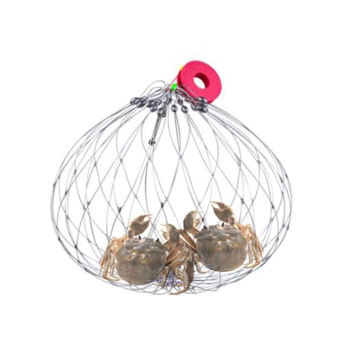 Soft Fishing Net Automatic Opening Closing Soft Steel Wire Multi-Functional | Fishing Accessories Fishing Net Multi-functional for Crabbing Lobster Crayfish Outdoor Inland Saltwater Lake River Mar - size: Diameter 62cm
