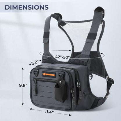 KastKing Bait Boss Water-Resistant Fishing Chest Pack With EVA Zip-Down Workstation, MOLLE Storage, Adjustable Chest Straps - color: C: Gray
