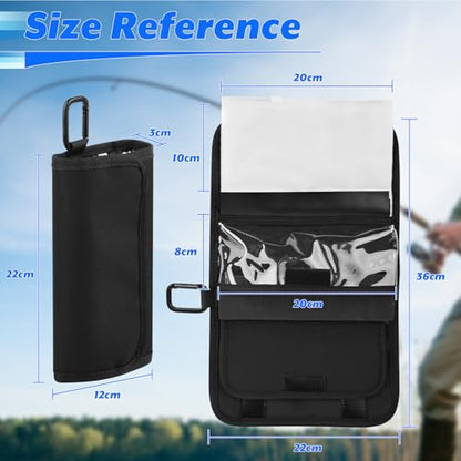 Cosmos Fishing Tackle Organizer Wallet Wrap with Fishing Spinner Baits Clear Case Bag & 4 Removable Fishing Lure Storage Zipper Sleeve Soft Bait Binder Pocket with Hanging Hook for Fishing & Fisherman