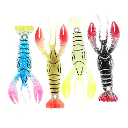 4pcs 3.5inch Crayfish Fishing Lures Bait, Lifelike Crayfish Fishing, Silicone Soft Crawfish Lures Bait Artificial Crawfish for Carp Bass