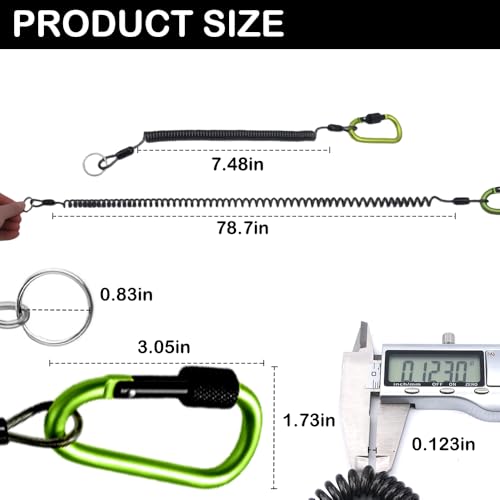 2 Pack Fishing Lanyard Steel Wire Coiled Lanyard Tool, 78.7 Inch Reinforced Version Retractable Fishing Coiled Lanyards with buckle hook for Fishing Lip Grips Pliers Fishing Rods Kayak Fish Tools