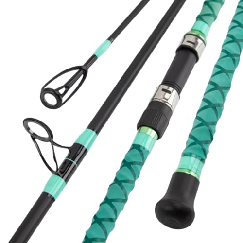 Surf Rod Saltwater 9ft- 4-Piece Carbon Fiber Surf Fishing Rods, Portable Travel Surf Spinning Rod with 20-40lb Power Green Blue - color: Green, size: 15FT Surf Rod