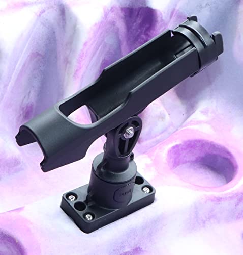 New Upgrade 360 Degrees MiniPort Fishing Rod Holder with Mini Rod Holder,Rod Holder with Track Mounting Base Kit with Installation Accessories and Tools - style: Rectangle Base and Fishing Rod Socket