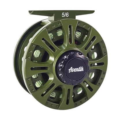 Aventik HVCE Graphite Fly Reel Center Drag System Classic III Graphite 3/4, 5/6, 7/8wt Large Arbor Freshwater Fly Fishing Reels - size: 5/6, style: With Line