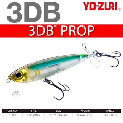 Yo-Zuri 3DB Prop Floating Lure, Prism Shad, 3 1/2-Inch - color: Prism Ghost Shad, size: 3-1/2"