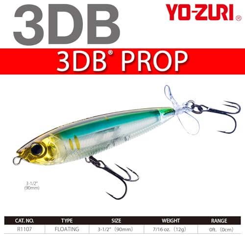 Yo-Zuri 3DB Prop Floating Lure, Prism Shad, 3 1/2-Inch - color: Prism Silver Black, size: 3-1/2"