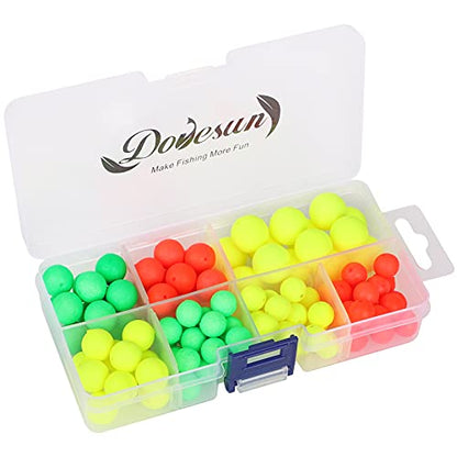 Dovesun 220/104/80/60/54/52/42pcs Pompano Rig Floats for Surf Fishing Foam Bobbers for Fishing Fly Fishing Bobbers Floats Bright Color Kit/Round/Cylindrical/Heart/Bullet/Pill/Spin Shape - color: Round-104pcs