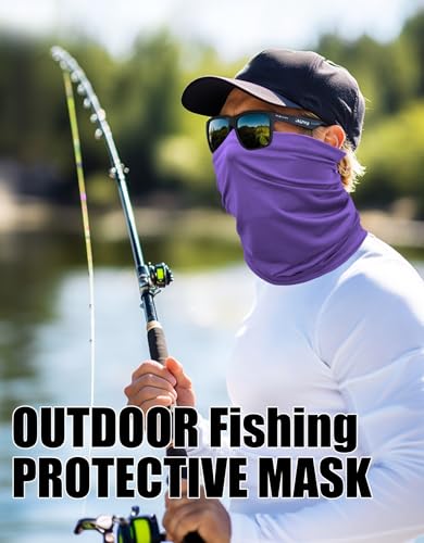 JHYWELL Cooling Neck Gaiter Face Mask, UV Protection Masks Gator, Windproof Bandana for Skiing, Fishing, Hiking, Cycling - color: Purple Pack
