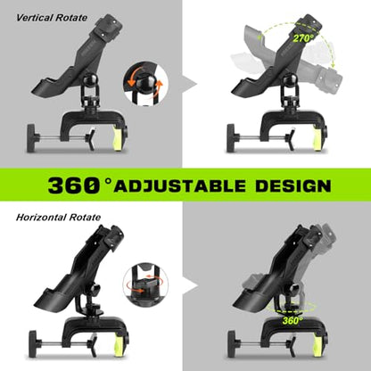 Fishing Rod Holders for Boat, Upgraded Fishing Pole Holders with Enlarge Clamp for Most Rod, Adjustable Fishing Rod Rack Fit Round/Square Tubes - style: 2pack