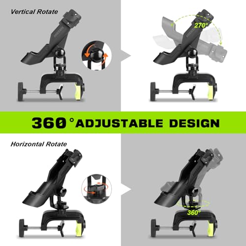 Fishing Rod Holders for Boat, Upgraded Fishing Pole Holders with Enlarge Clamp for Most Rod, Adjustable Fishing Rod Rack Fit Round/Square Tubes - style: 1pack