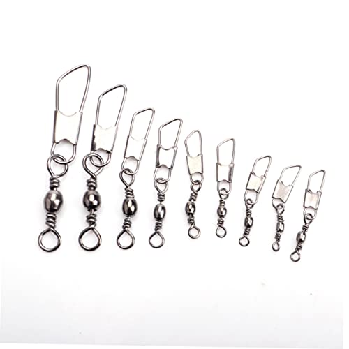 30pcs Rolling Resistance Swivel Fishing Hook Line Connector Fishing Rolling swivels Fishing Swivel Connector connectix Fishing Rolling Connector Stainless Steel to Rotate Ring - size: 14#