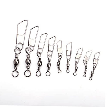 30pcs Rolling Resistance Swivel Fishing Hook Line Connector Fishing Rolling swivels Fishing Swivel Connector connectix Fishing Rolling Connector Stainless Steel to Rotate Ring - size: 14#