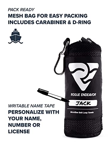 Rogue Endeavor Fishing Towels (Pack of 3) – Microfiber Towels for Fishing with Belt Loop and Carry Bag (Gray)