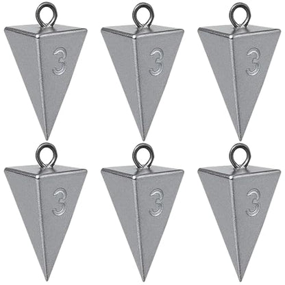 Pyramid Sinkers for Surf Fishing – Lead Fishing Weights, No-Roll Bottom Hold - style: 3oz - 6pcs