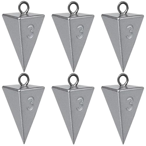 Pyramid Sinkers for Surf Fishing – Lead Fishing Weights, No-Roll Bottom Hold - style: 3oz - 6pcs
